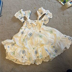 cupcakes & cashmere White Floral Dot Ruffle Sundress